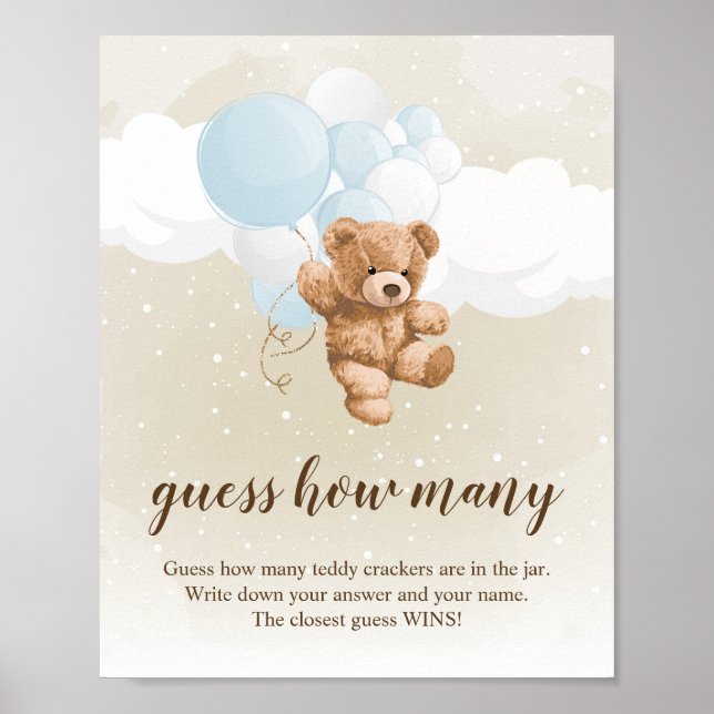 Affiche Symbole Neutre Baby shower Ours Teddy (Devant)