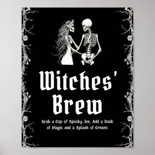 Affiche Symbole noir gothique d'Halloween Squelette sorciè