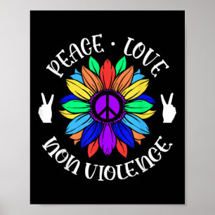 Affiche Symbole non-violence Peace Love Sunflower Graphiqu