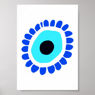Affiche Symbole oculaire bleu blanc