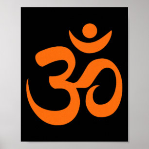 Affiche Symbole Om Omkar Aum Orange Graphique Spirituel Yo