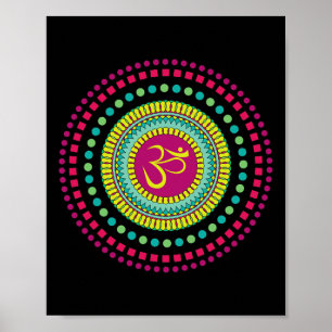 Affiche Symbole Om Yoga Mandala Spirituel Rose Et Vert Je