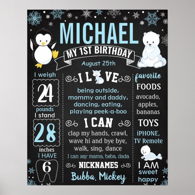 Affiche Symbole Onederland Penguin Ours Snowflakes (Devant)