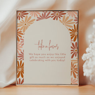 Affiche Symbole orange et rose rétro Floral Super Baby Fav