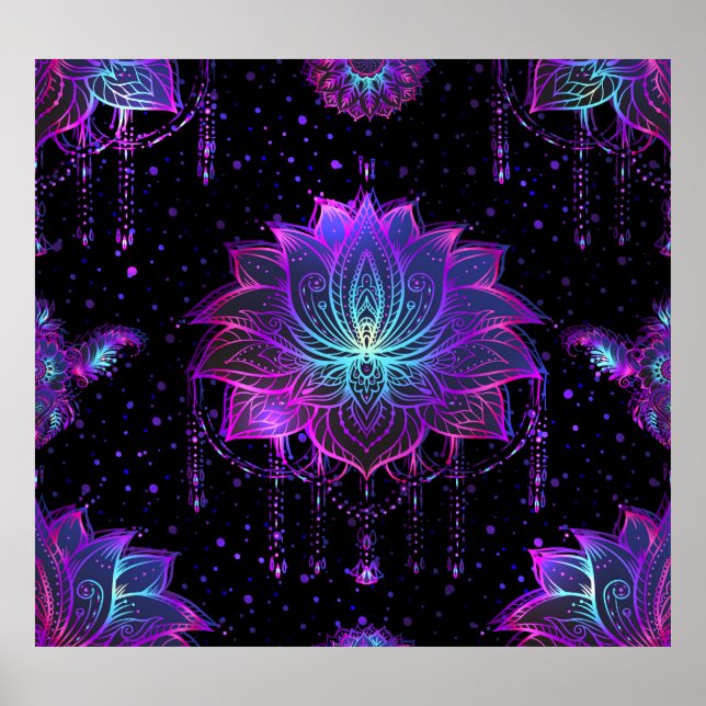 Affiche Symbole orange Lotus Fleur sans couture (Devant)