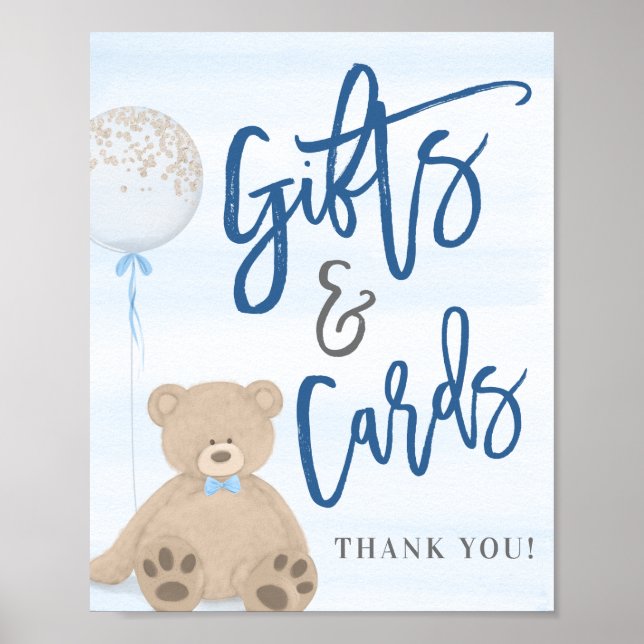 Affiche Symbole Ours Bleu Bleu Cadeaux & Cartes (Devant)
