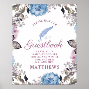 Affiche Symbole Parisien Bleu & Rose Signer notre livre d'