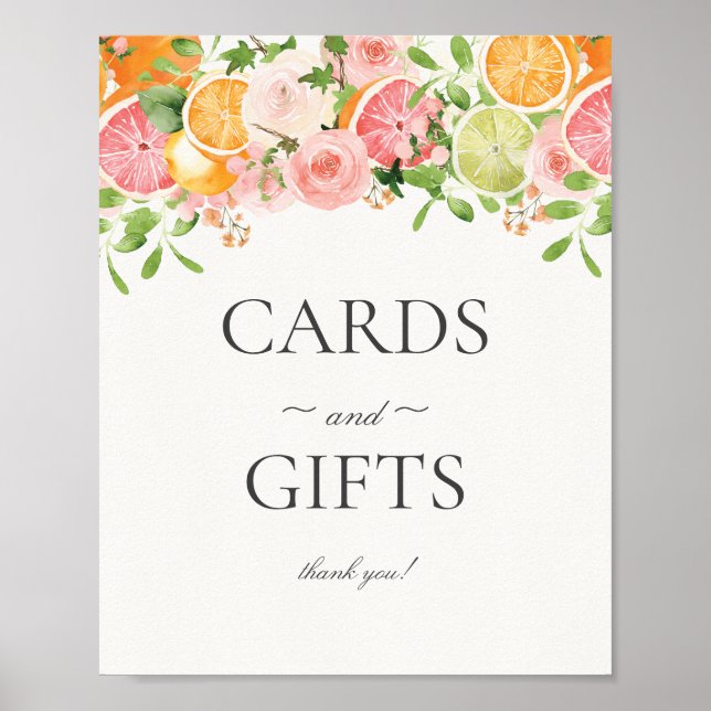 Affiche Symbole Pastel Citrus Floral Cartes et Cadeaux (Devant)