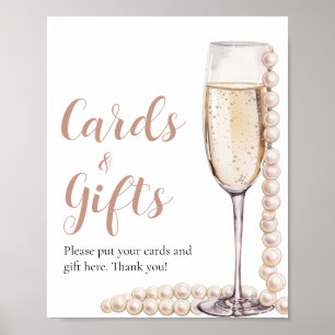 Affiche Symbole Pearl et Prosecco Champagne Cartes et cade
