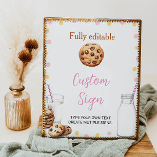 Affiche Symbole Personnalisé Fille Lait Et Cookies Fête An