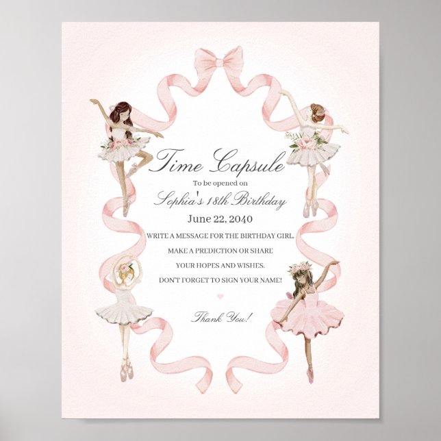 Affiche Symbole Petit Ballerina Anniversaire Fête Heure Ca (Devant)