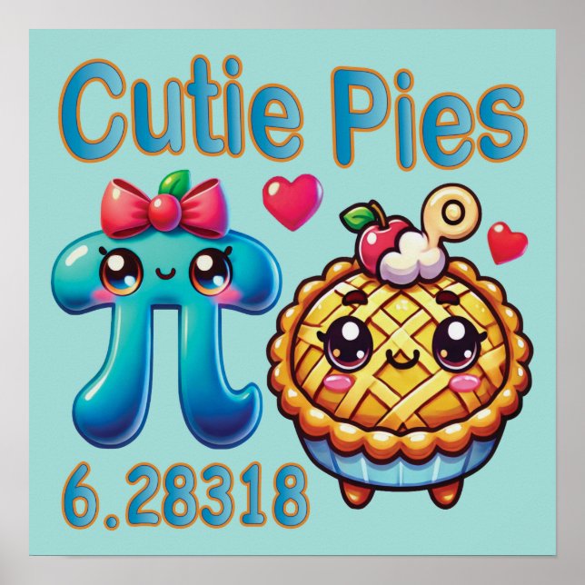 Affiche Symbole Pi mignon et pie Pie Pie Pie (Devant)