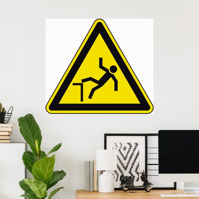 Affiche Symbole piéton à cordon de prudence (Créateur téléchargé)