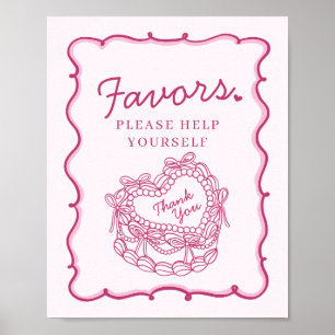 Affiche Symbole Pink Bow Retro Coquette Coquette Gâteau Fa