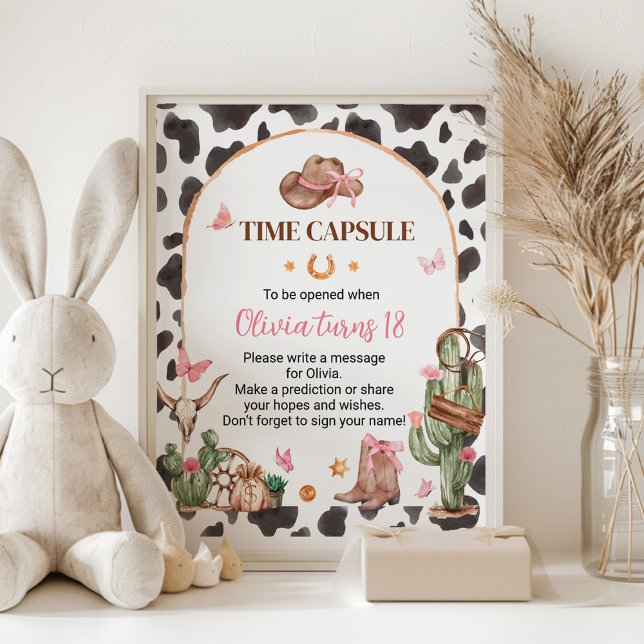 Affiche Symbole Pink Rodeo Cowgirl Birthday Time Capsule (Créateur téléchargé)