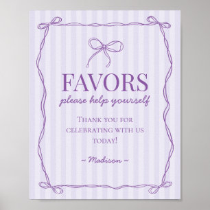 Affiche Symbole pourpre Coquette Bow Pastel Lavender Faveu