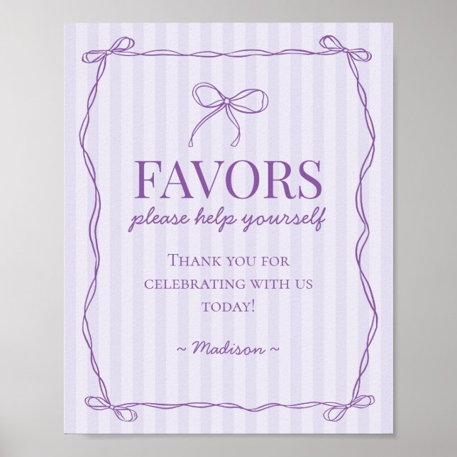 Affiche Symbole pourpre Coquette Bow Pastel Lavender Faveu (Devant)
