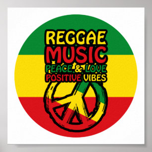Affiche Symbole Reggae et Paix avec citations positives