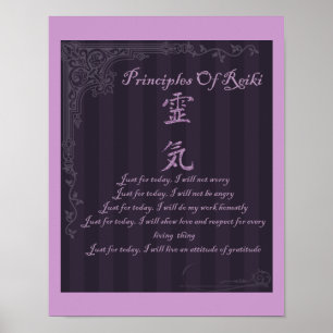 Affiche Symbole Reiki Principes juste pour aujourd'hui