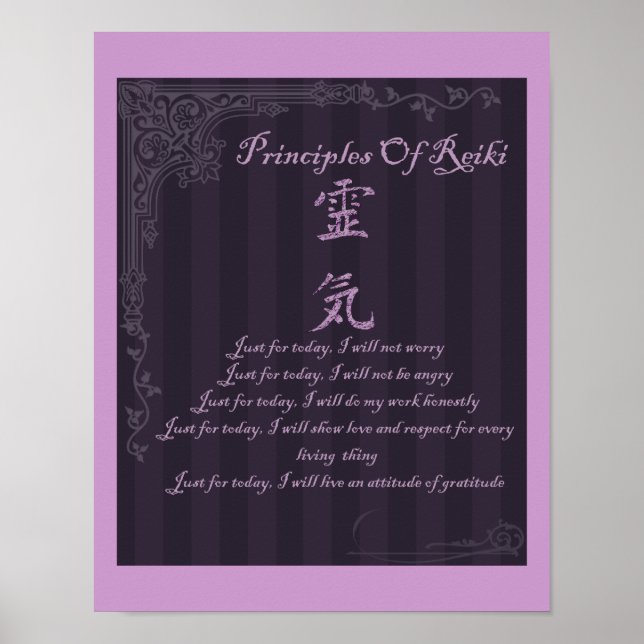 Affiche Symbole Reiki Principes juste pour aujourd'hui (Devant)