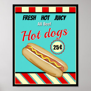 Affiche Symbole rétro Hot Dog