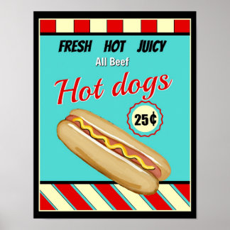 Affiche Symbole rétro Hot Dog