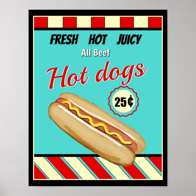 Affiche Symbole rétro Hot Dog (Devant)