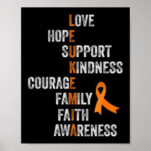 Affiche SYMBOLE RIBBON ORANGE Vintage AML Leukemia Awar