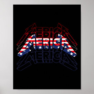 Affiche Symbole rock 4 juillet Vintage
