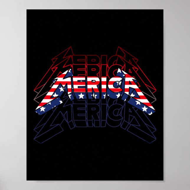 Affiche Symbole rock 4 juillet Vintage (Devant)