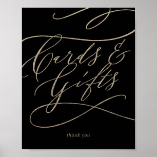 Affiche Symbole Romantique Gold Calligraphy Cartes noires