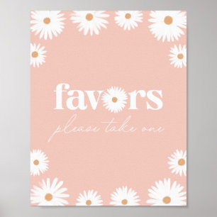 Affiche Symbole rose Boho Daisy Floral Baby shower Faveurs