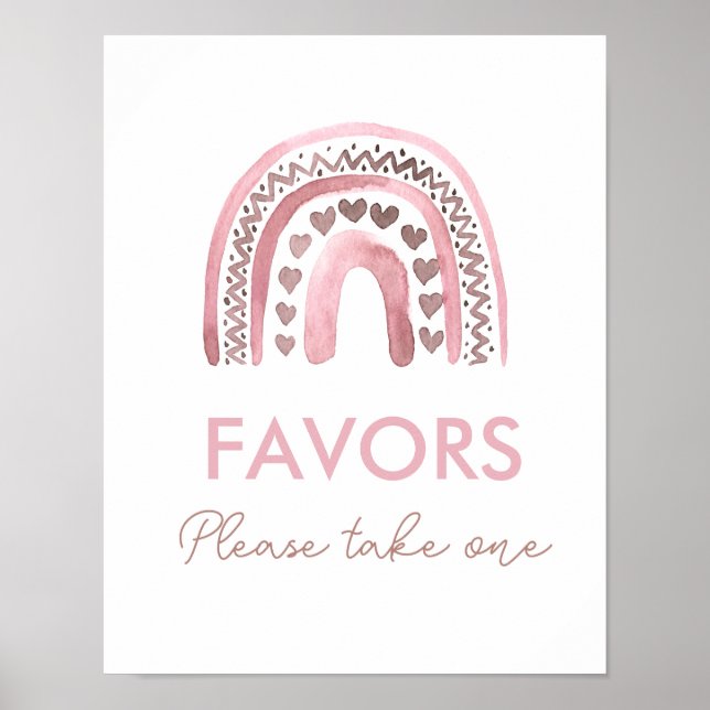 Affiche Symbole rose Boho Rainbow Girl Anniversaire Faveur (Devant)