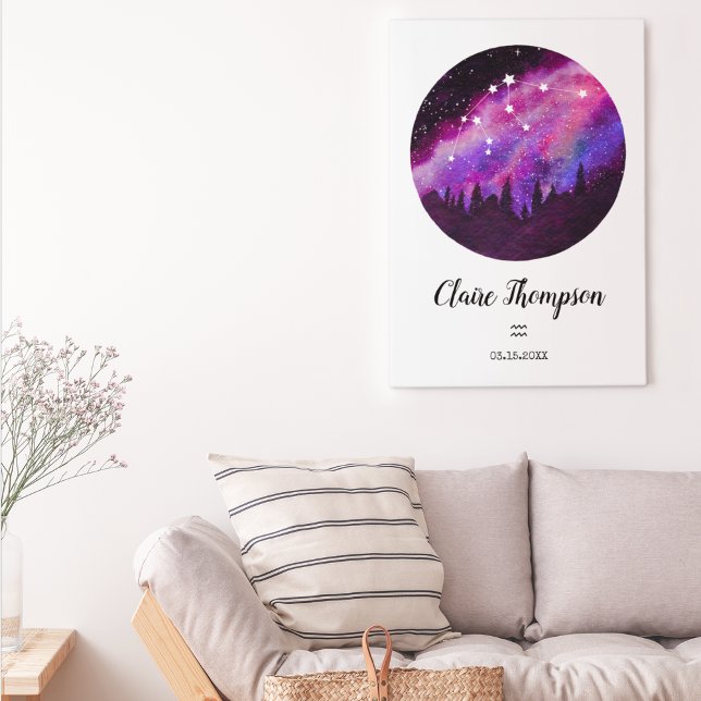 Affiche Symbole rose Constellation Aquarius Horoscope Cade (Créateur téléchargé)