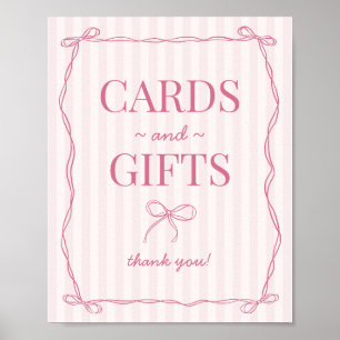 Affiche Symbole rose Coquette Bow Pastel Cartes et Cadeaux