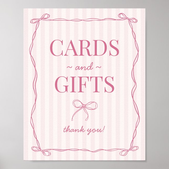 Affiche Symbole rose Coquette Bow Pastel Cartes et Cadeaux (Devant)