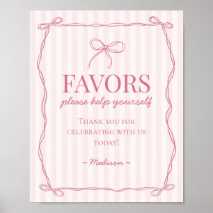Affiche Symbole rose Coquette Bow Pastel Faveurs