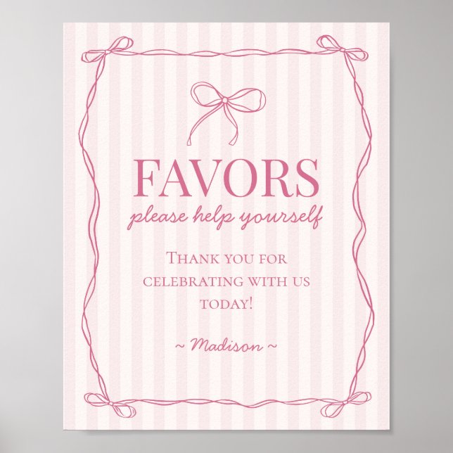 Affiche Symbole rose Coquette Bow Pastel Faveurs (Devant)