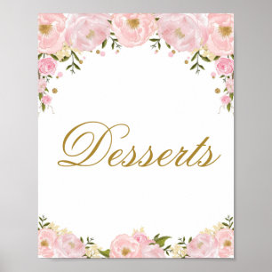 Affiche Symbole Rose Floral Dessert Mariage Faveur Douche