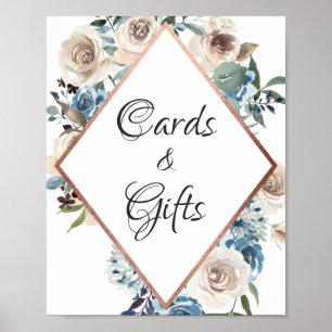 Affiche Symbole rose Gold Dusty Boho Floral Cartes et Cade