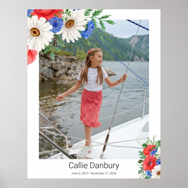 Affiche Symbole rouge bleu floral (Devant)