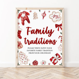 Affiche Symbole rouge des traditions de la famille de Noël