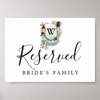 Symbole rouge Floral Monogram Crest Mariage Réserv