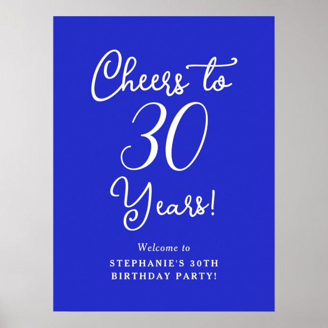 Affiche Symbole Royal Blue à 30 ans fête d'anniversaire (Devant)