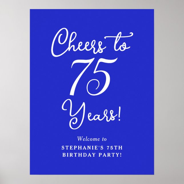 Affiche Symbole Royal Blue à 75 ans fête d'anniversaire (Devant)