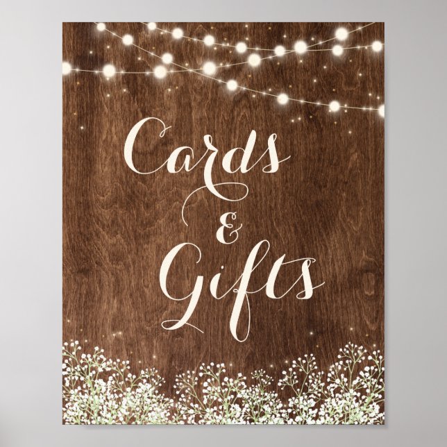 Affiche Symbole Rustic Wood Baby's Breath Wedding Cartes C (Devant)