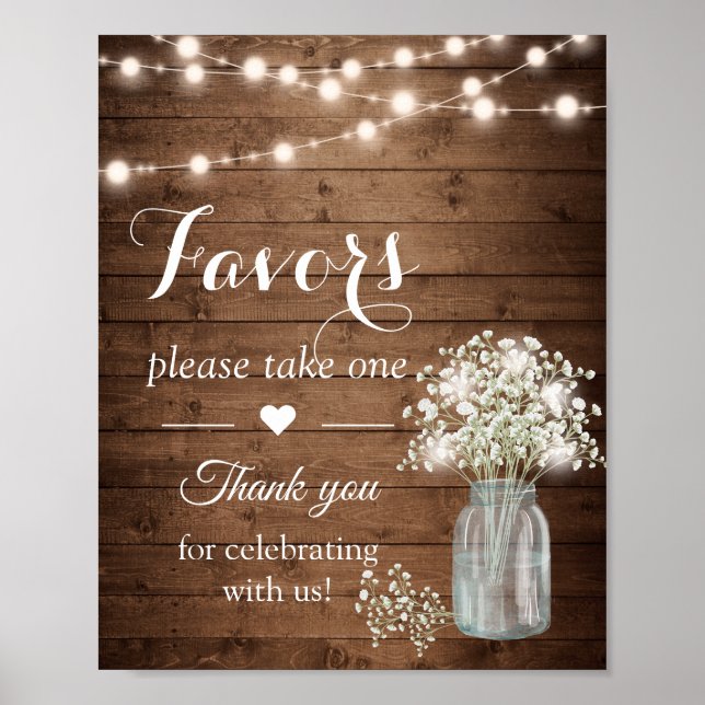 Affiche Symbole Rustique Baby's Breath Lights Wedding Favo (Devant)
