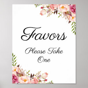 Affiche Symbole Rustique rose floral Faveurs mariage