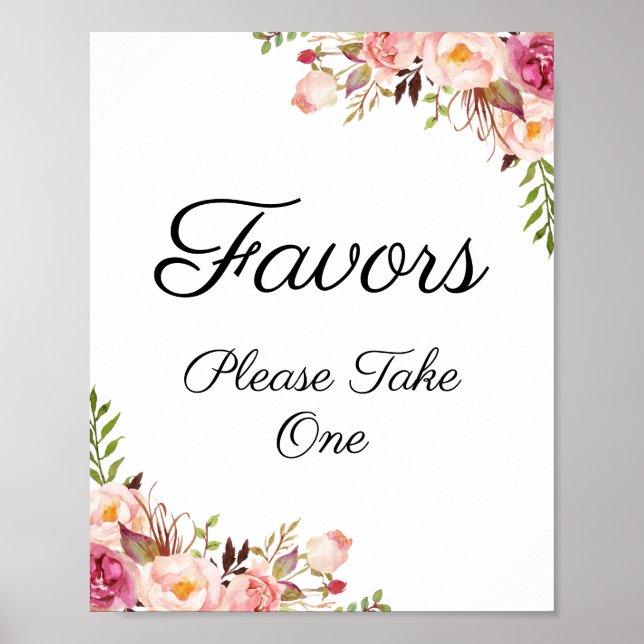 Affiche Symbole Rustique rose floral Faveurs mariage (Devant)