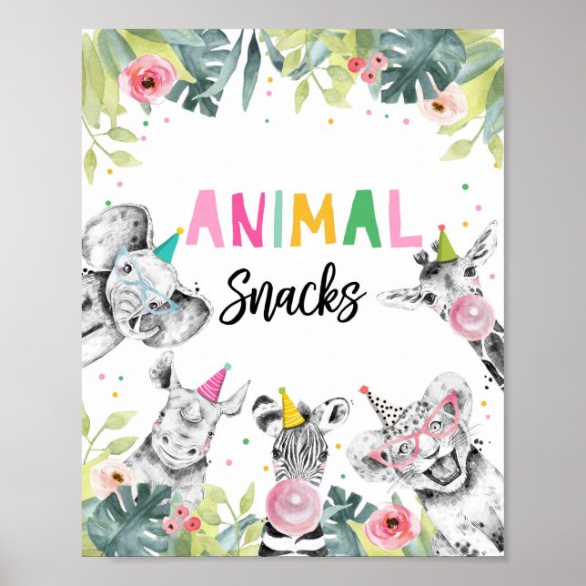 Affiche Symbole Safari Animaux Table d'Anniversaire (Devant)
